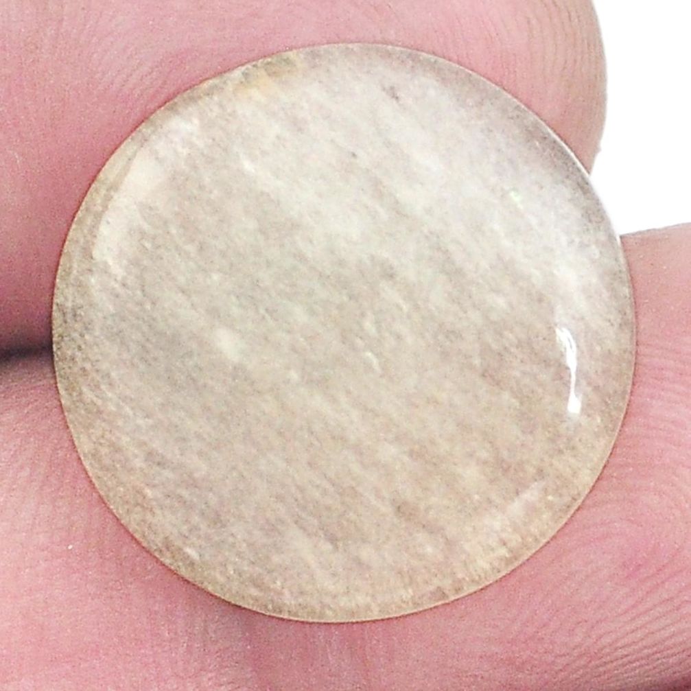 Natural 11.30cts libyan desert glass cabochon 19x19mm round loose gemstone s8291