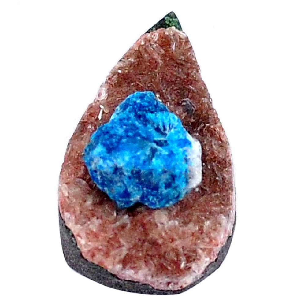 Natural 5.10cts cavansite blue rough 18x11 mm pear loose gemstone s8366