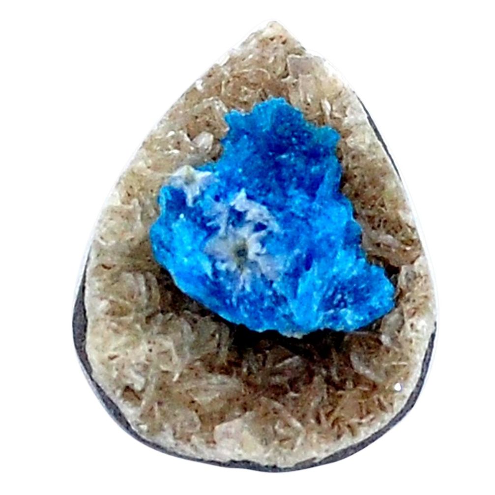 Natural 5.10cts cavansite blue rough 17x12 mm pear loose gemstone s8376