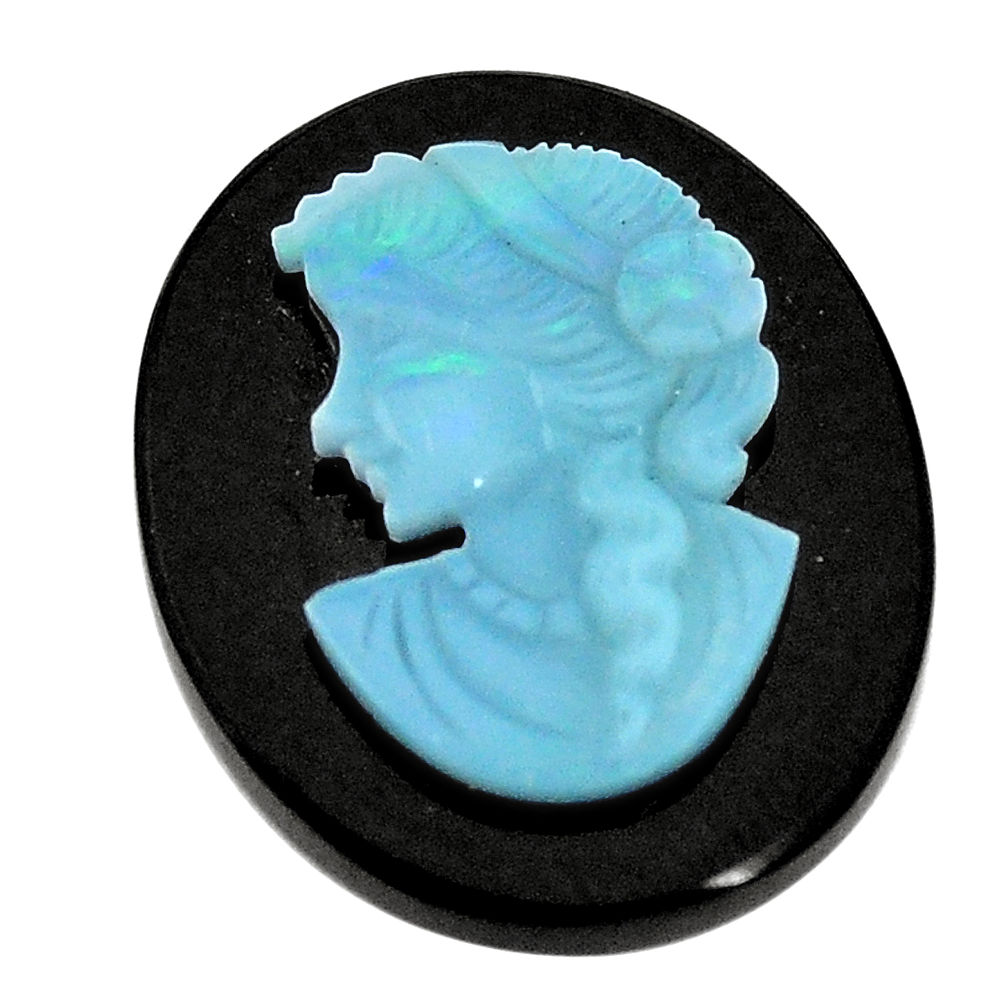 Natural 17.40cts opal lady cameo on black onyx 25x20 mm loose gemstone s8470