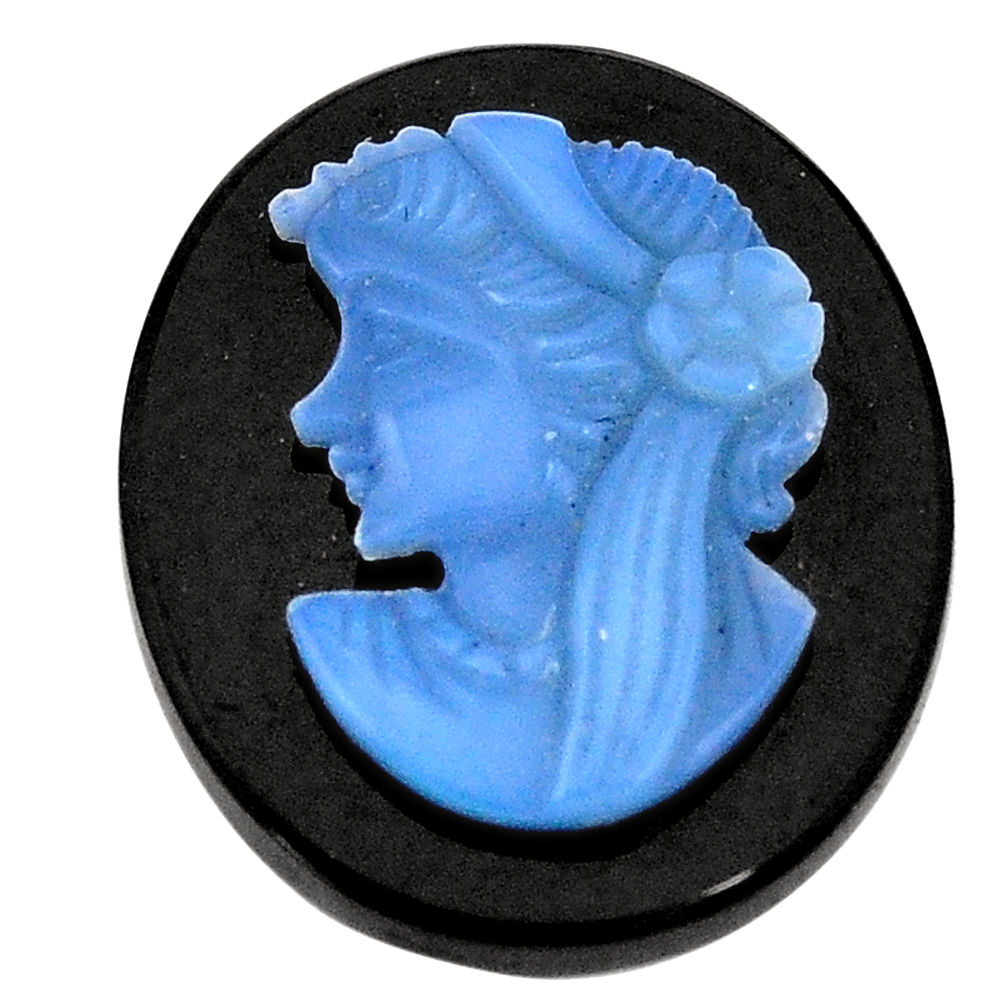 Natural 17.40cts opal lady cameo on black onyx 25x20 mm loose gemstone s8471