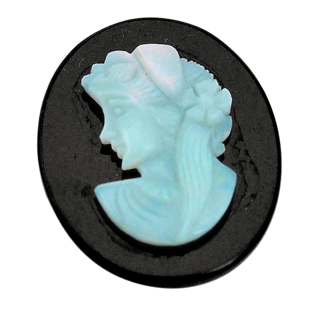 Natural 12.40cts opal lady cameo on black onyx 25x20 mm loose gemstone s8479