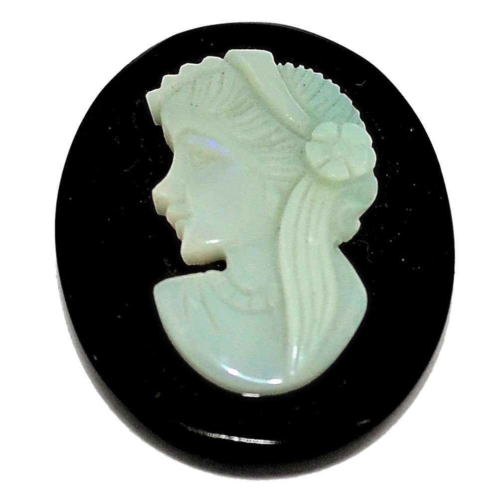 Natural 16.30cts opal cameo on black onyx black 25x20 mm loose gemstone s8496
