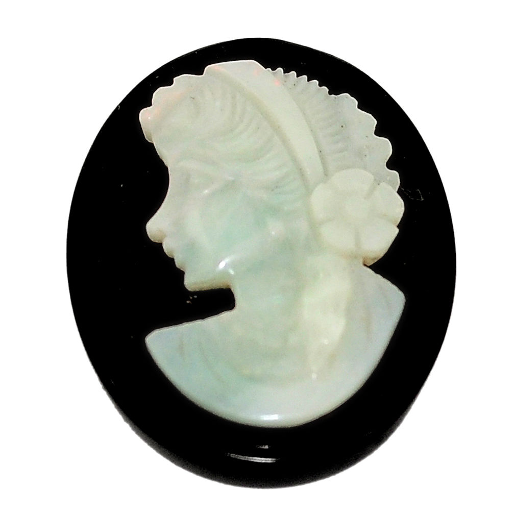 Natural 16.30cts opal cameo on black onyx black 25x20 mm loose gemstone s8497