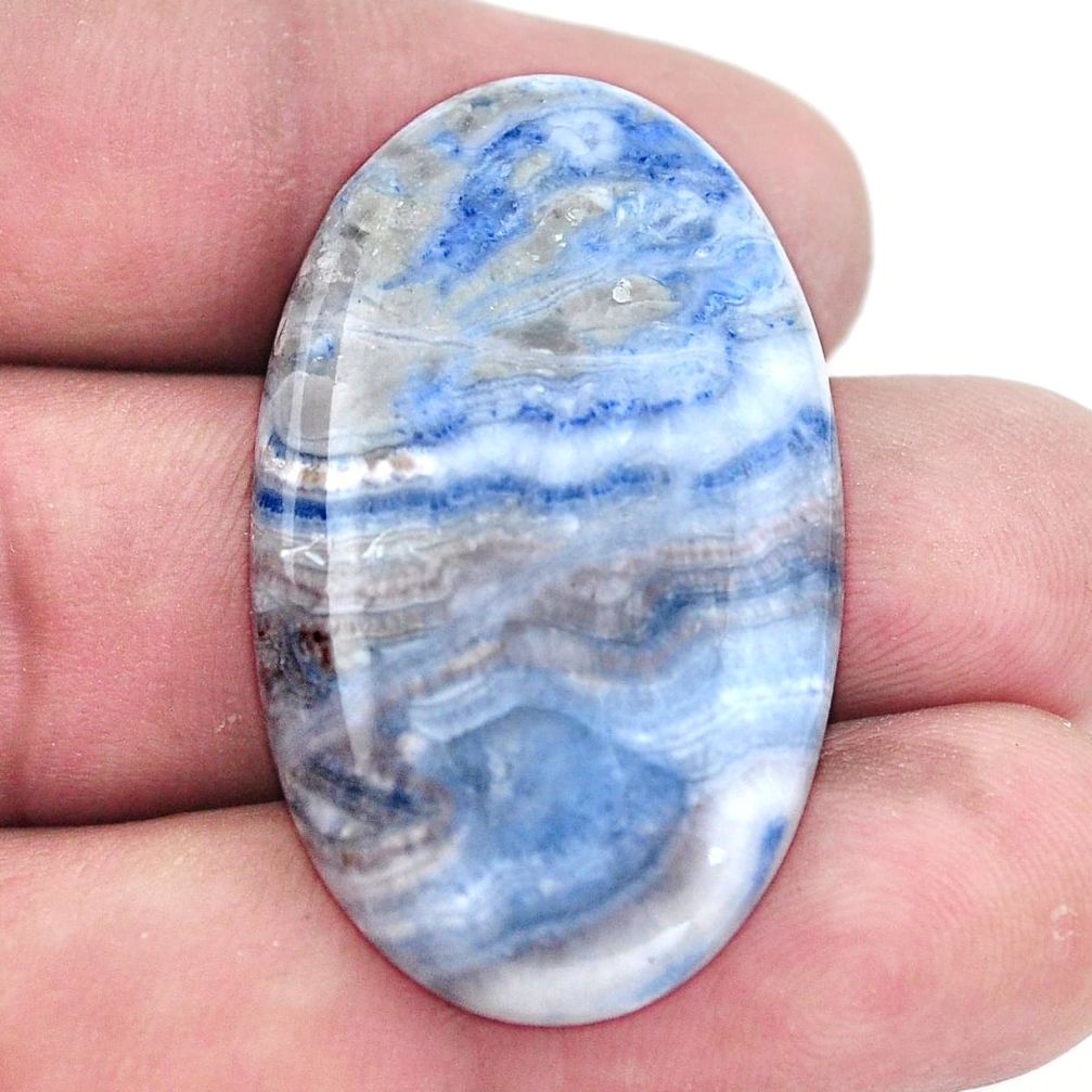 Natural 34.15cts scheelite (lapis lace onyx) blue 38x22.5mm loose gemstone s8646