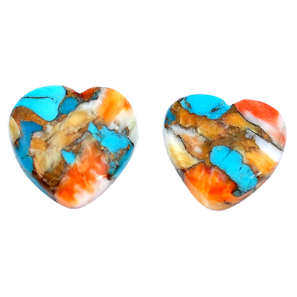 15.10cts spiny oyster arizona turquoise 13.5x14 mm heart loose gemstone s8727