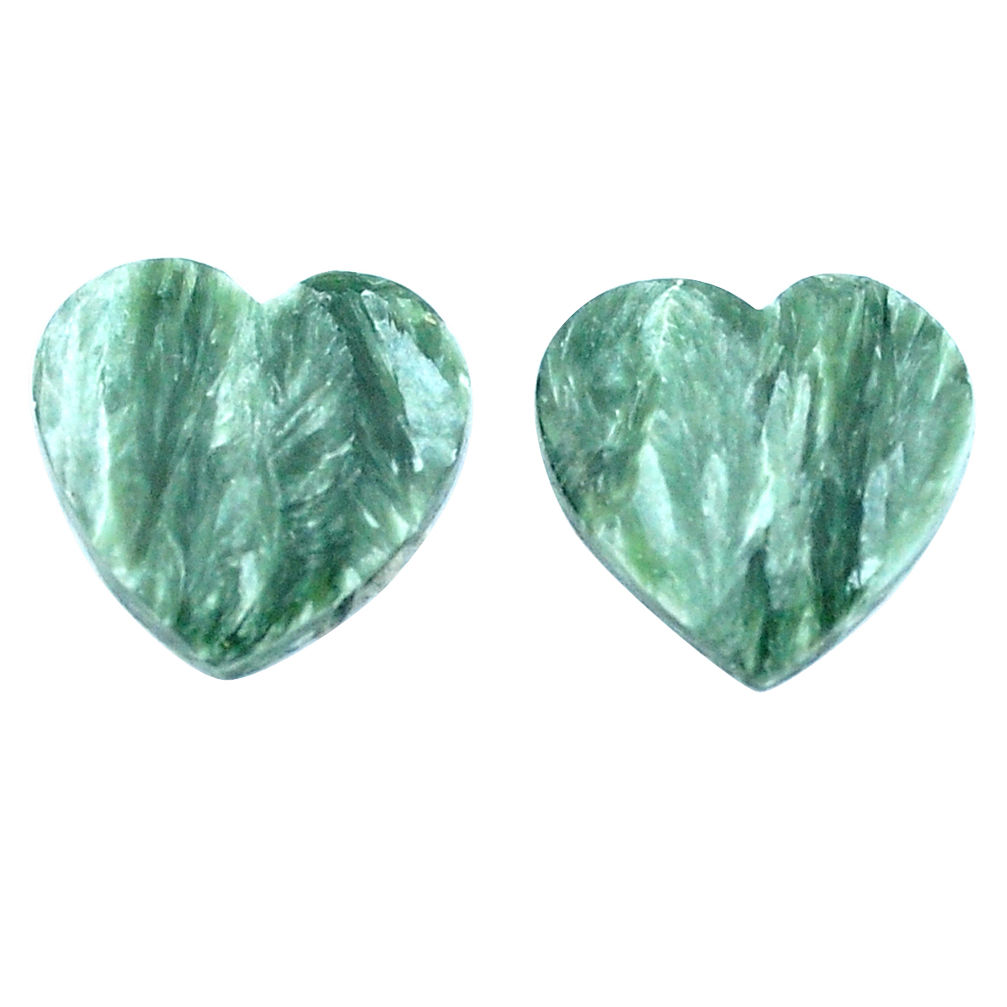 Natural 15.10cts seraphinite (russian) green 17x16 mm heart loose gemstone s8775