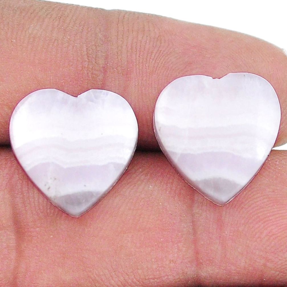 Natural 14.45cts lace agate pink cabochon 15x15 mm heart loose gemstone s8783