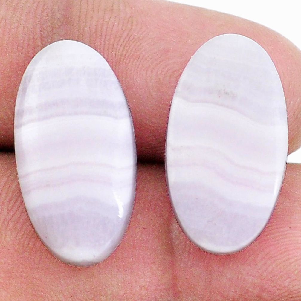 Natural 17.40cts lace agate pink cabochon 20x11 mm oval loose gemstone s8784