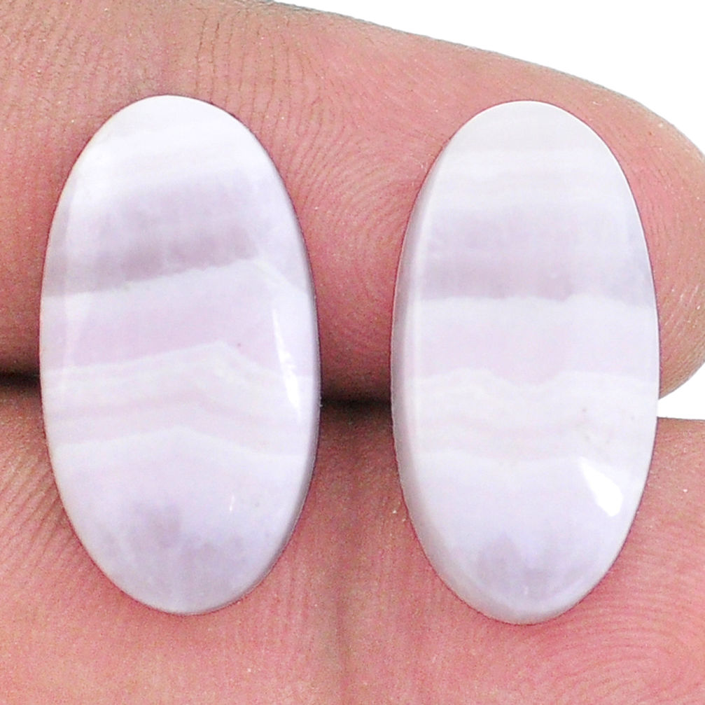Natural 19.45cts lace agate pink cabochon 21x11 mm oval loose gemstone s8785