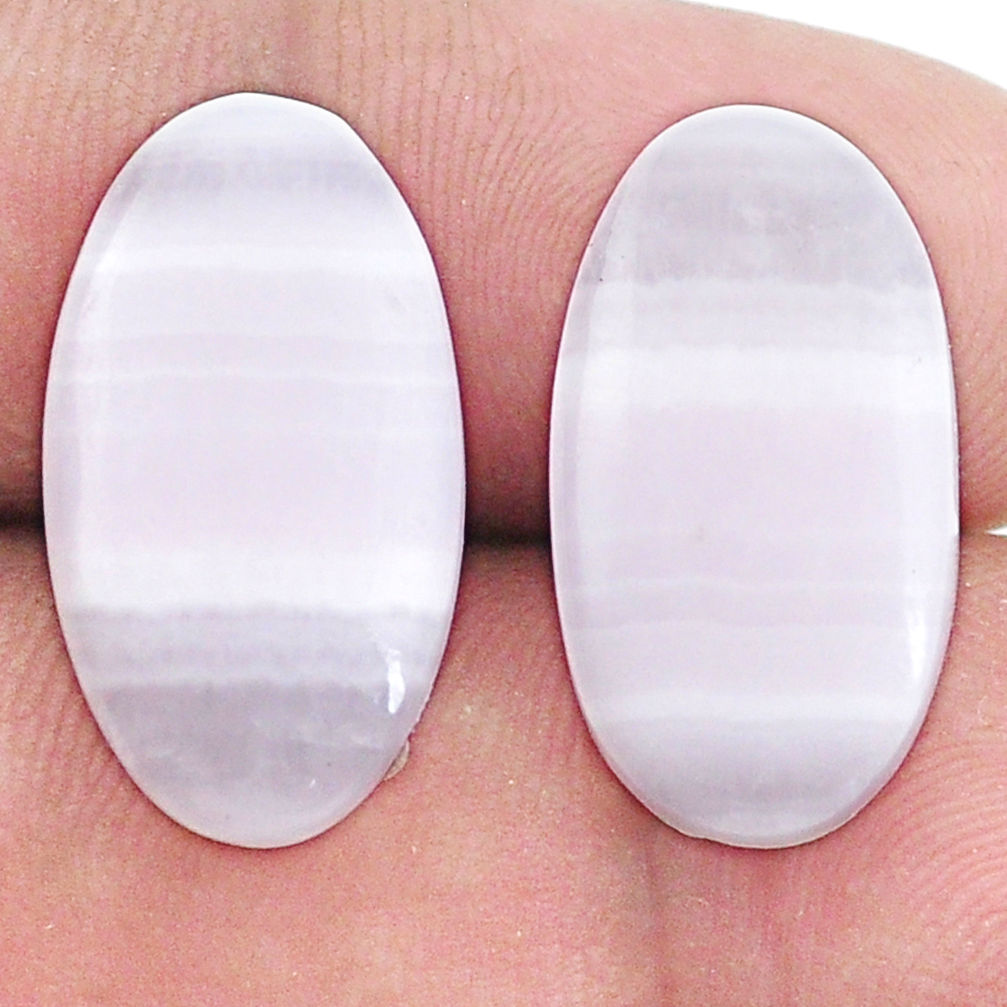 Natural 15.10cts lace agate pink cabochon 21x11 mm oval loose gemstone s8786