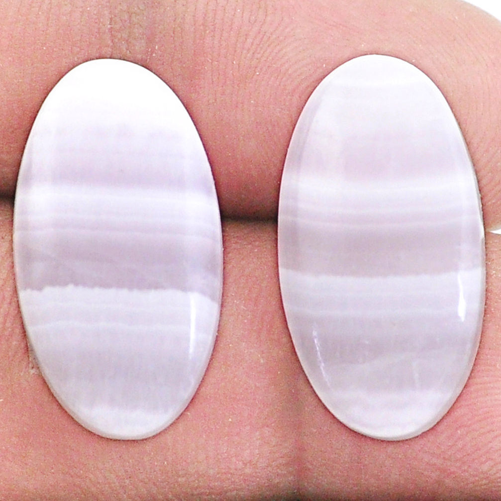 Natural 18.10cts lace agate pink cabochon 21x11 mm oval loose gemstone s8787
