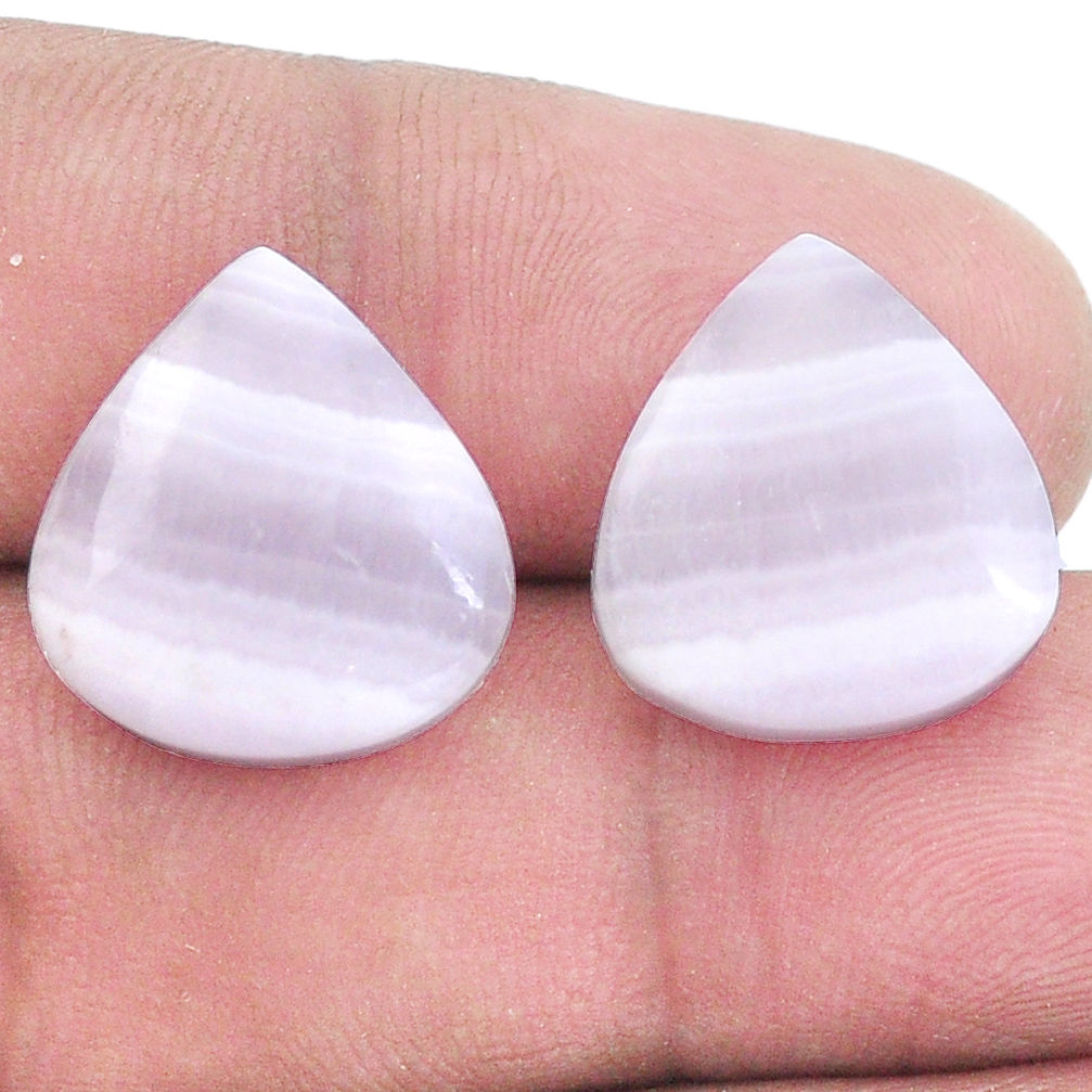 Natural 14.45cts lace agate pink cabochon 16x14 mm pear loose gemstone s8790