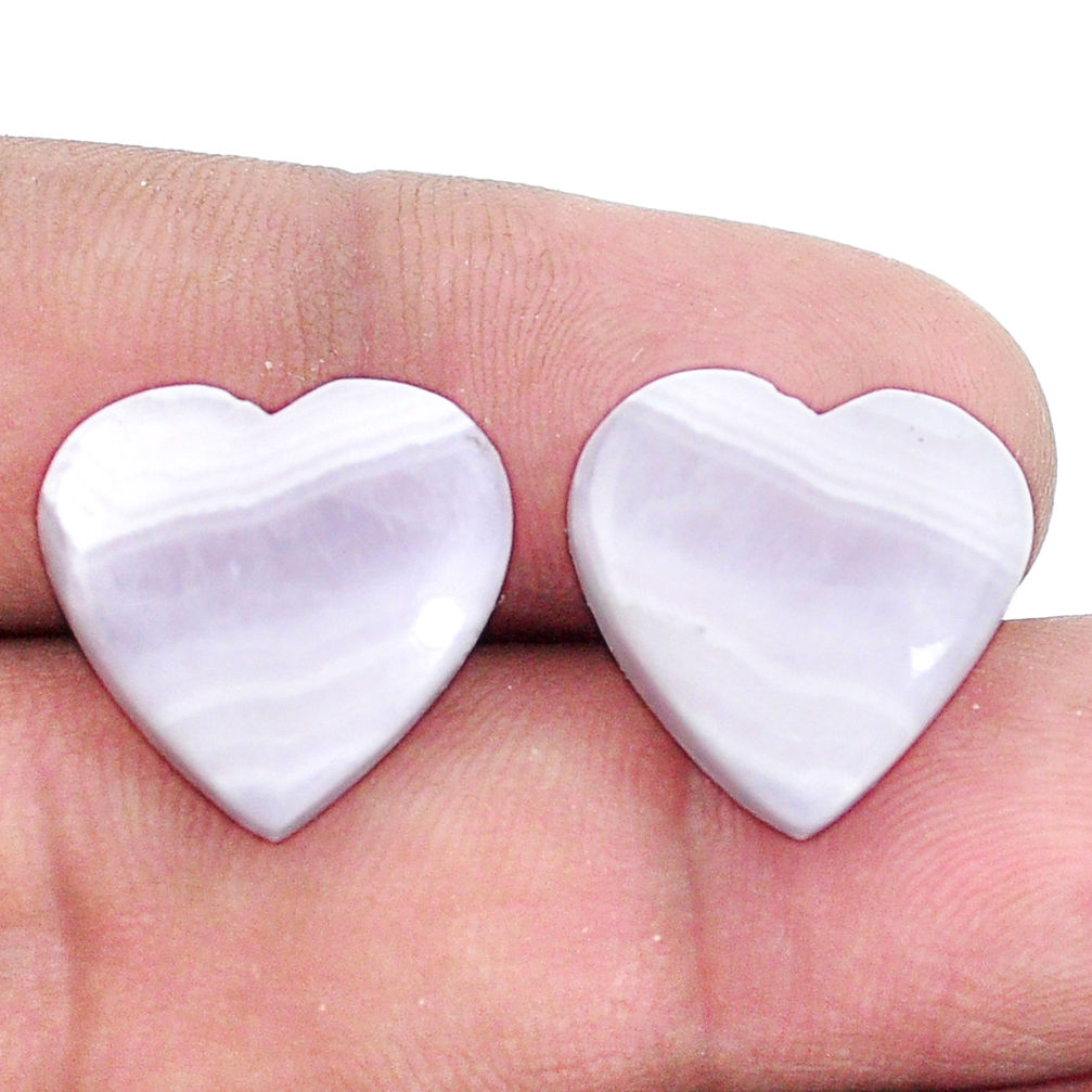 Natural 13.45cts lace agate pink cabochon 15x15 mm heart loose gemstone s8799