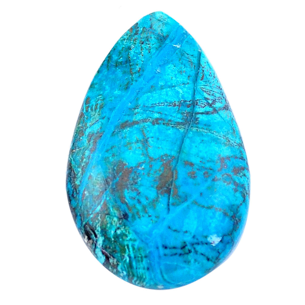 Natural 31.30cts peruvian chrysocolla blue cabochon 35x22mm loose gemstone s8801