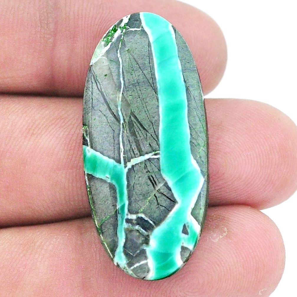 Natural 23.45cts variscite green cabochon 36x16 mm oval loose gemstone s8841