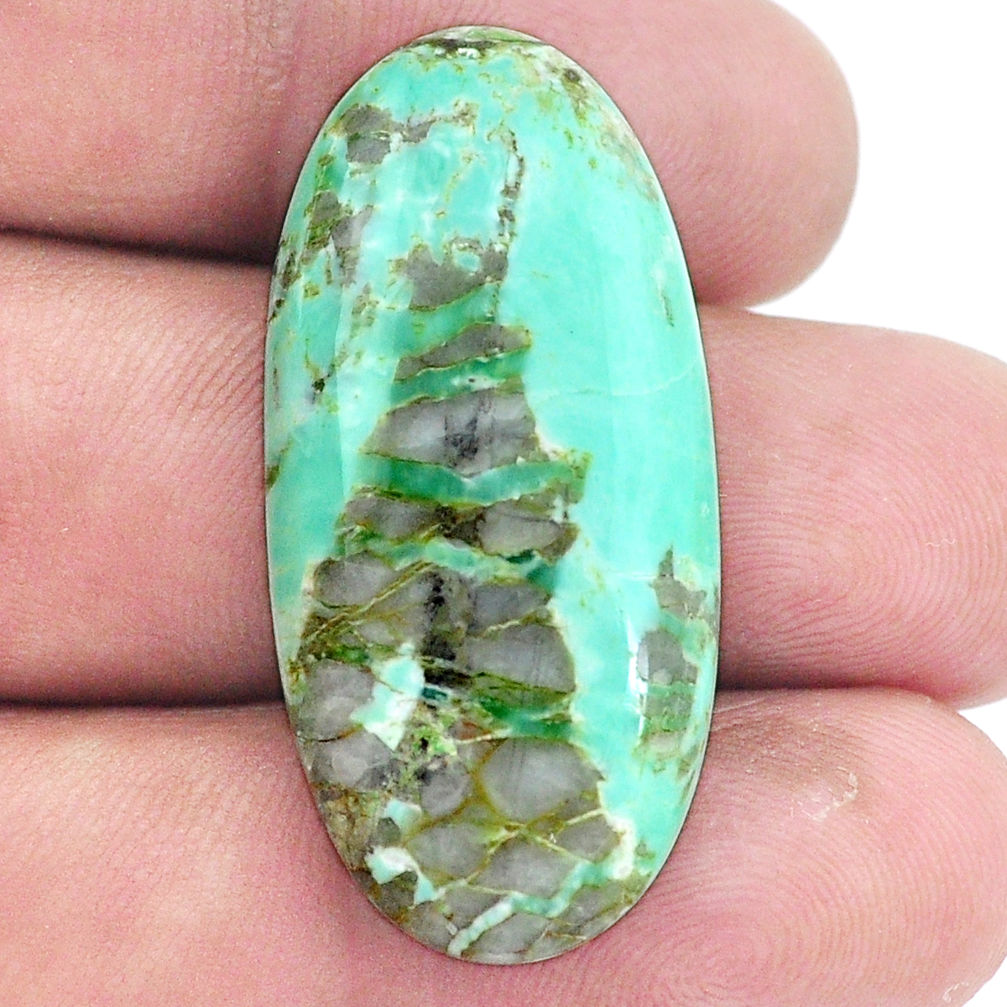 Natural 27.10cts variscite green cabochon 37x17.5 mm oval loose gemstone s8849