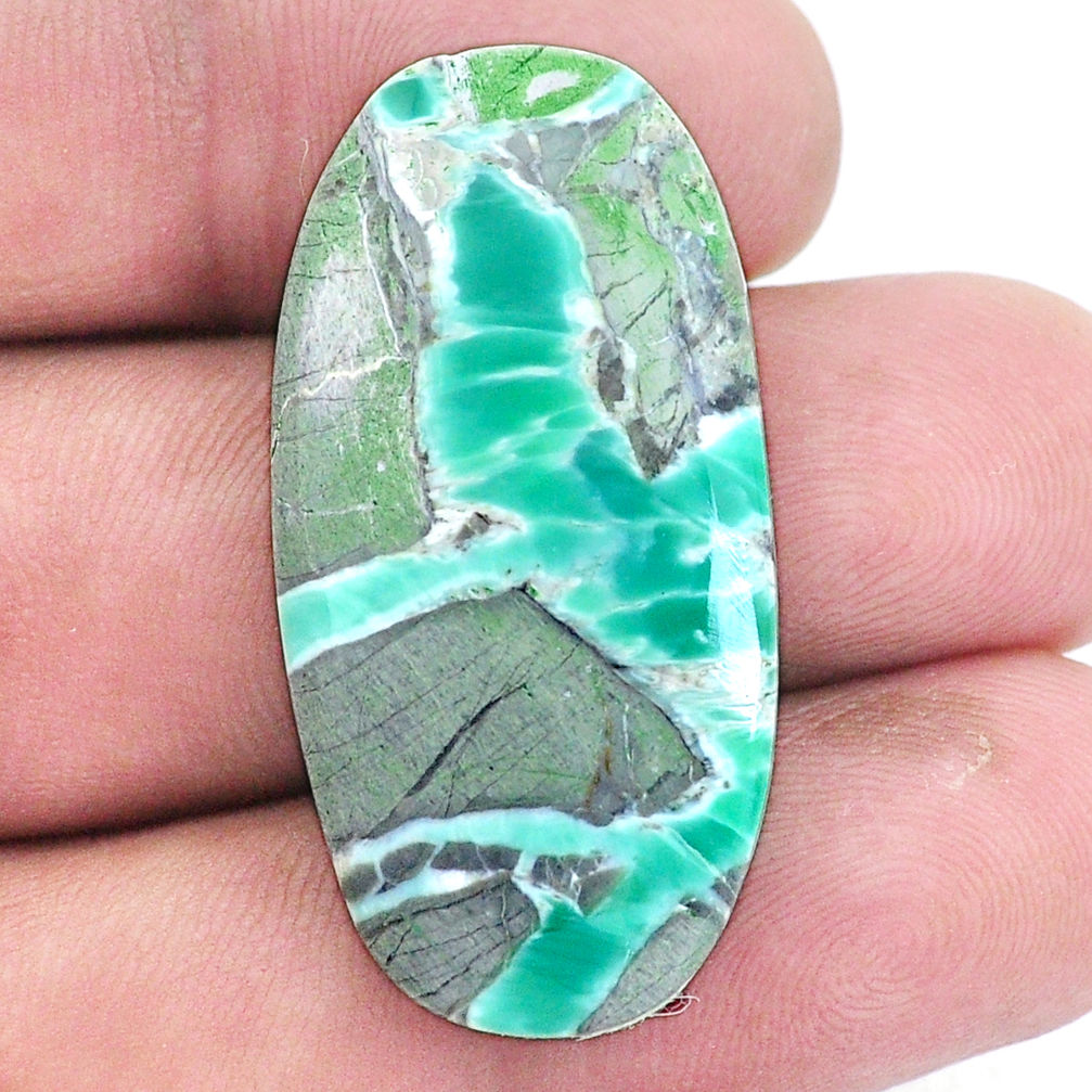 Natural 25.15cts variscite green cabochon 36x18 mm oval loose gemstone s8850