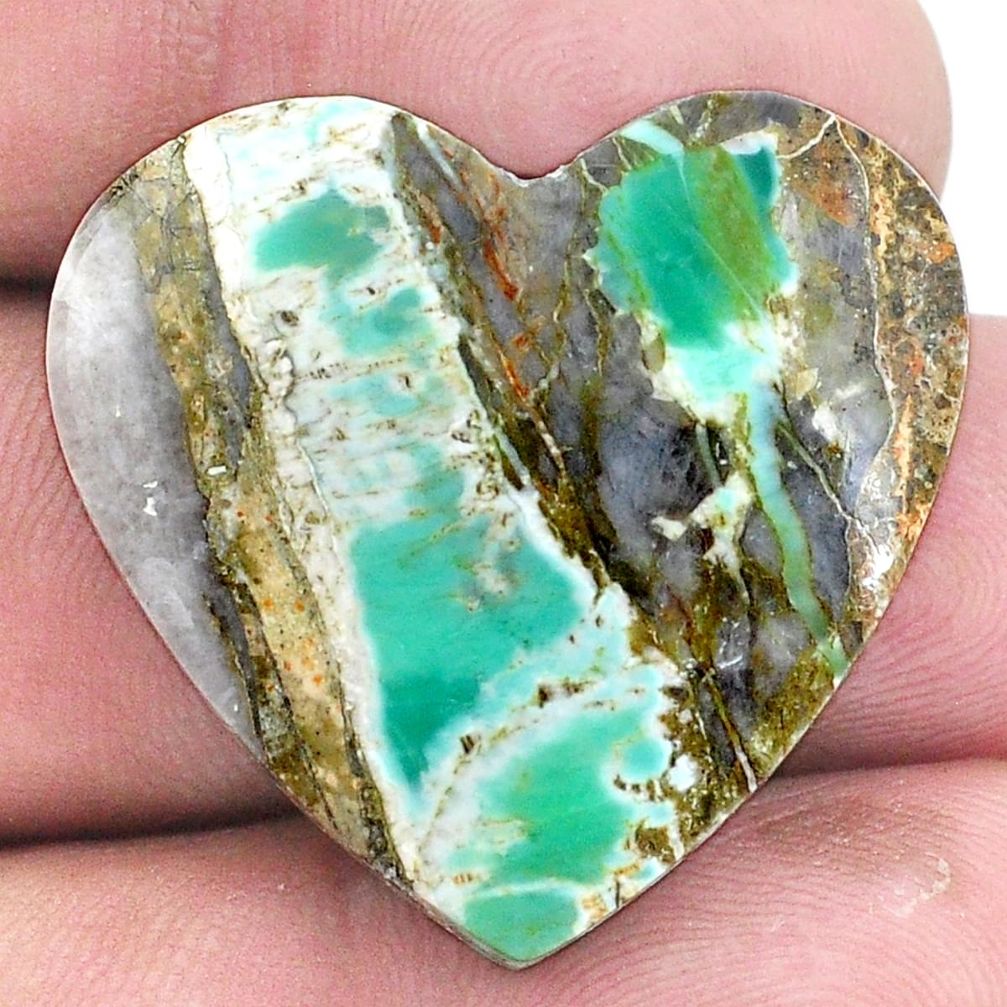 Natural 29.45cts variscite green cabochon 27x29 mm heart loose gemstone s8856