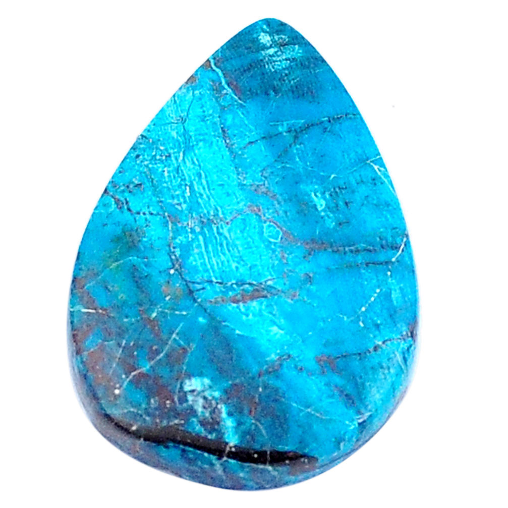 Natural 21.25cts peruvian chrysocolla blue 30x20 mm pear loose gemstone s8891