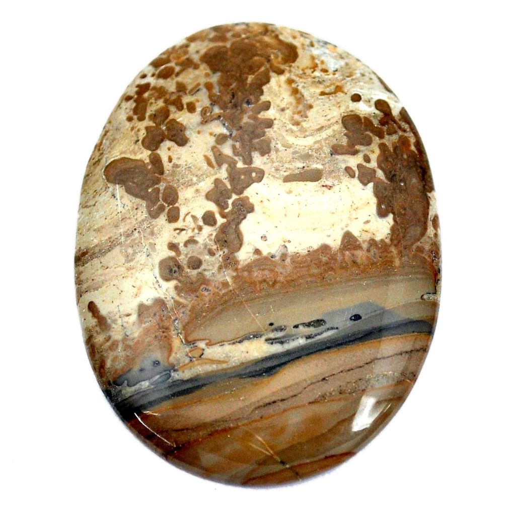 Natural 41.30cts cotham landscape marble brown 41x30mm oval loose gemstone s8987