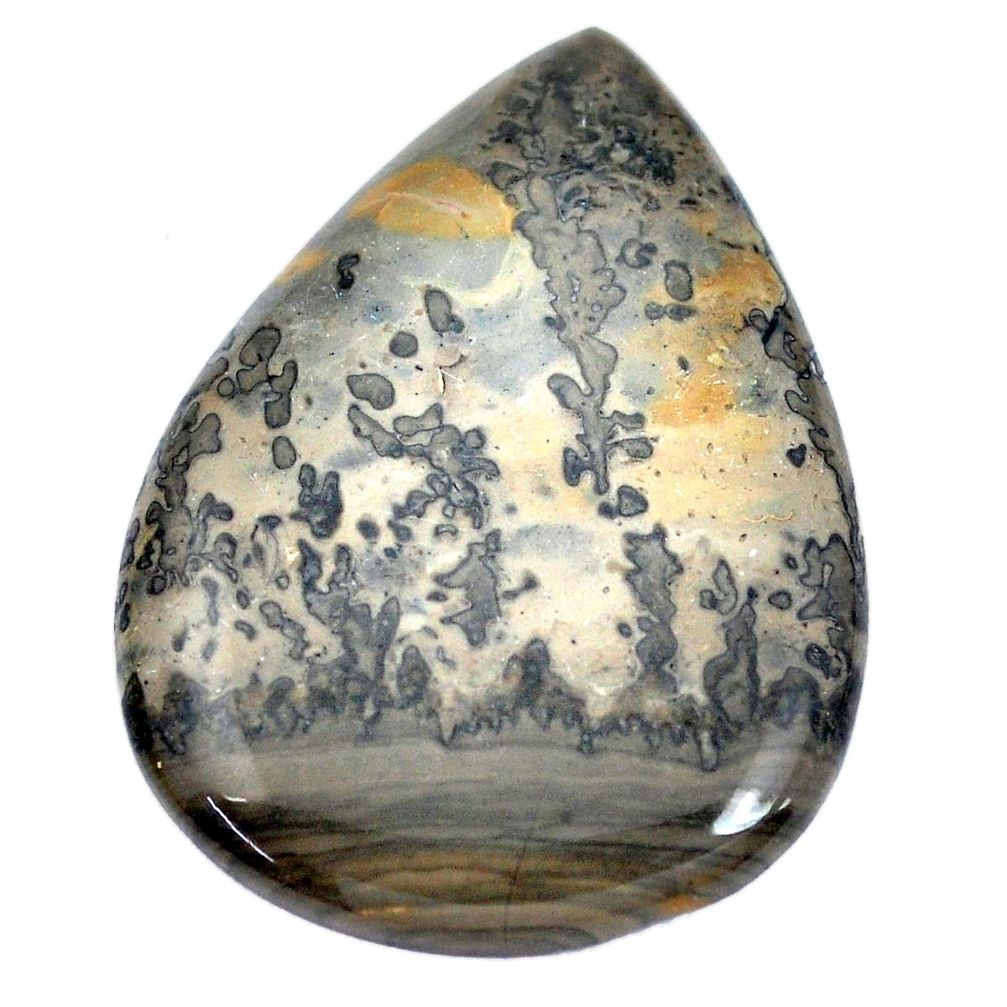 Natural 44.45cts cotham landscape marble brown 42x30mm pear loose gemstone s8991