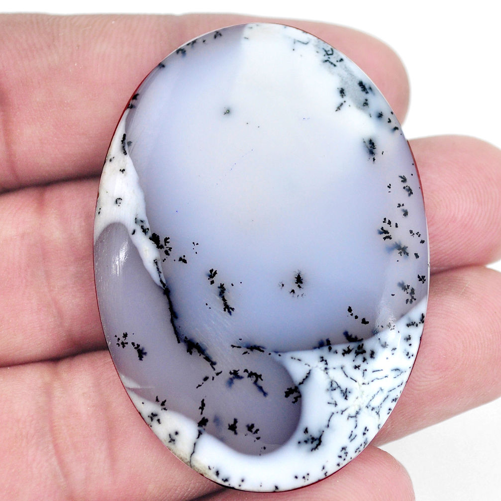 Natural 51.30cts dendrite opal white cabochon 48x34 mm oval loose gemstone s9255