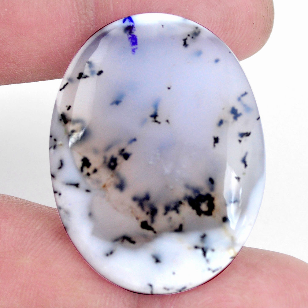 Natural 34.45cts dendrite opal white cabochon 36x27.5 mm loose gemstone s9257