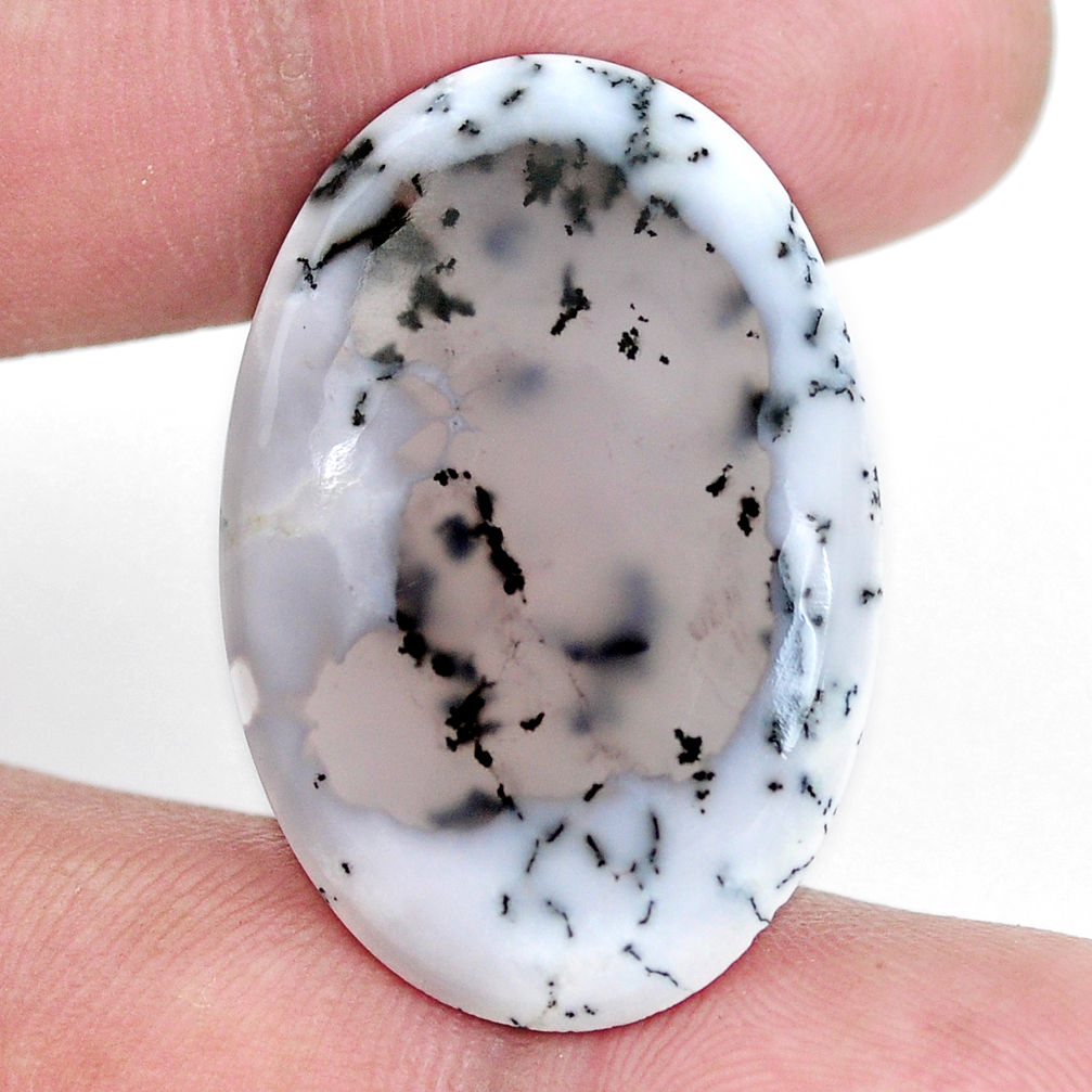 Natural 17.40cts dendrite opal white cabochon 30x20.5 mm loose gemstone s9261