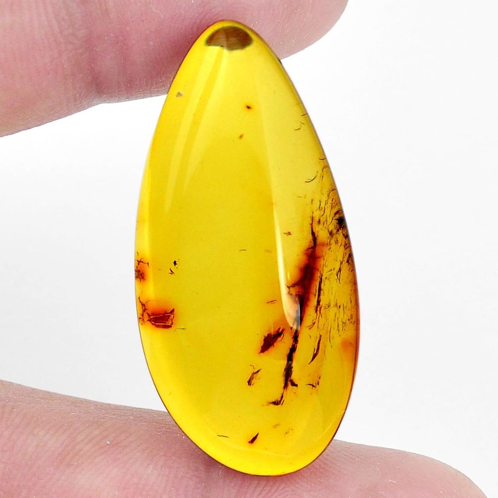 Natural 17.40cts amber from colombia green 37x18.5 mm pear loose gemstone s9535