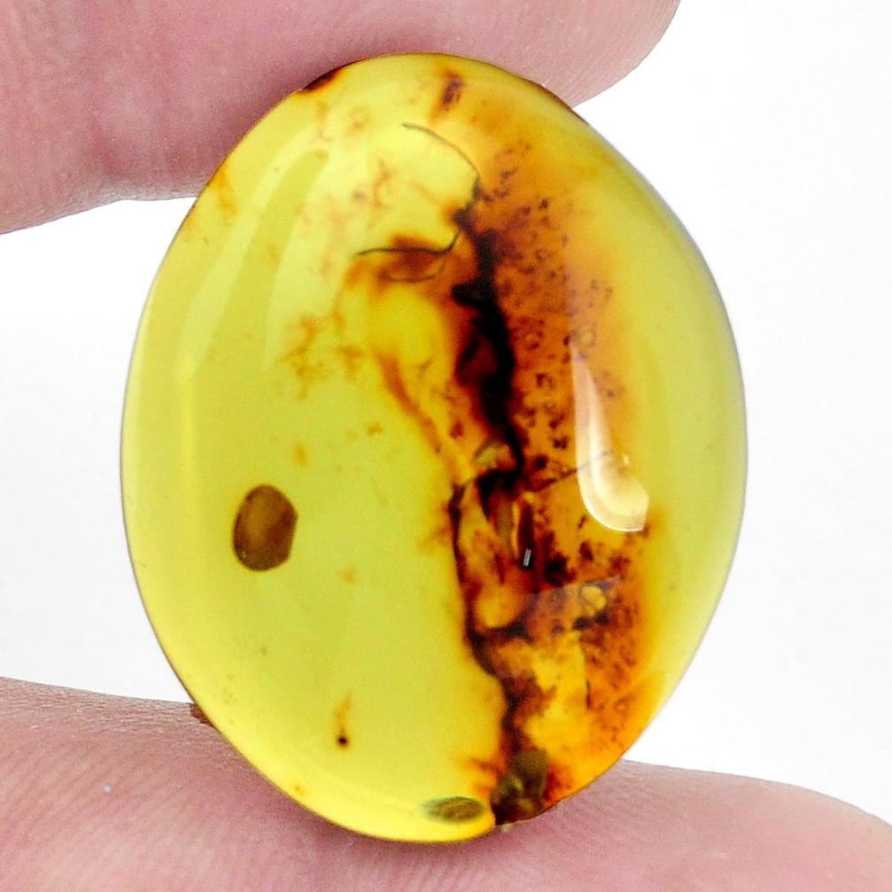 Natural 17.40cts amber from colombia green 30x24 mm fancy loose gemstone s9536