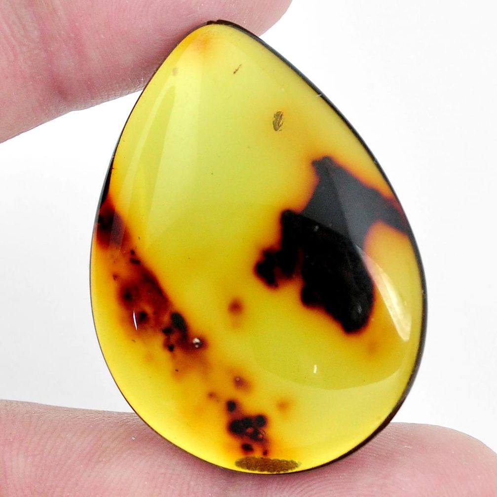 Natural 25.15cts amber from colombia green 40x29 mm pear loose gemstone s9538