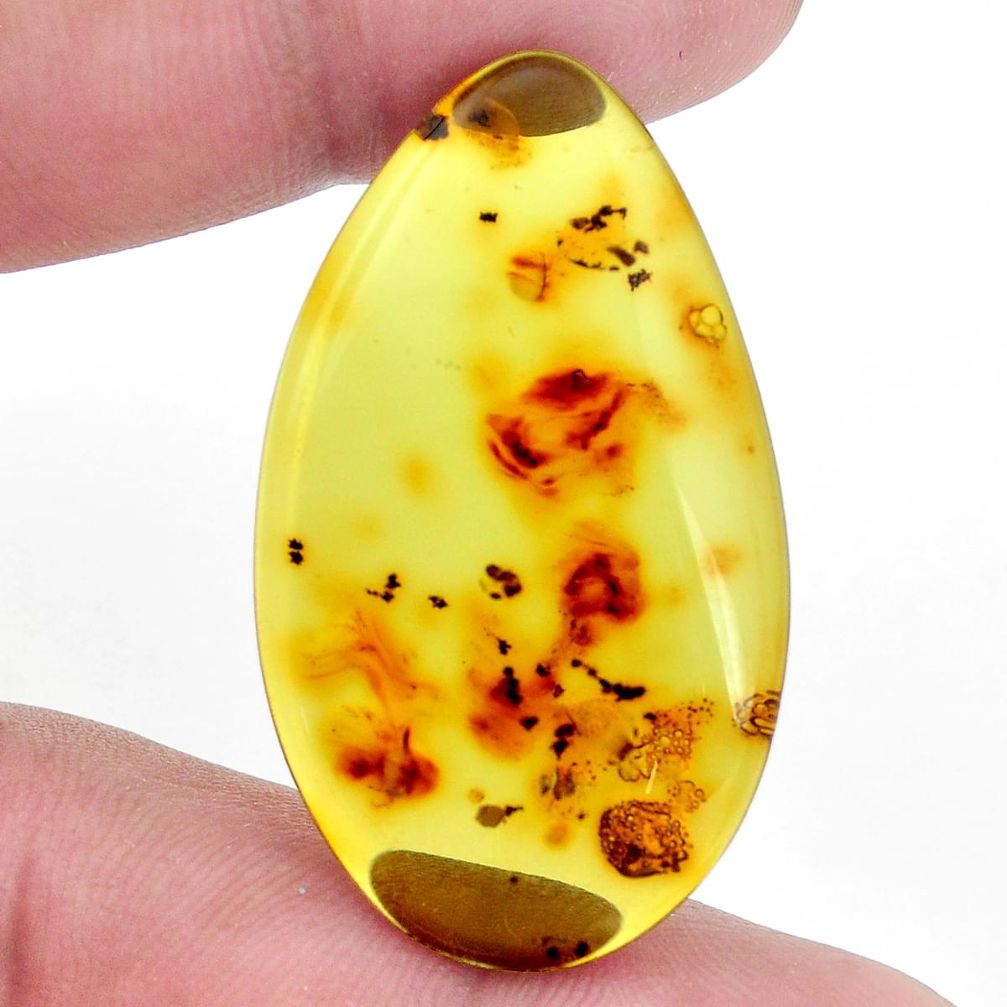 Natural 18.45cts amber from colombia green 41x24 mm pear loose gemstone s9544