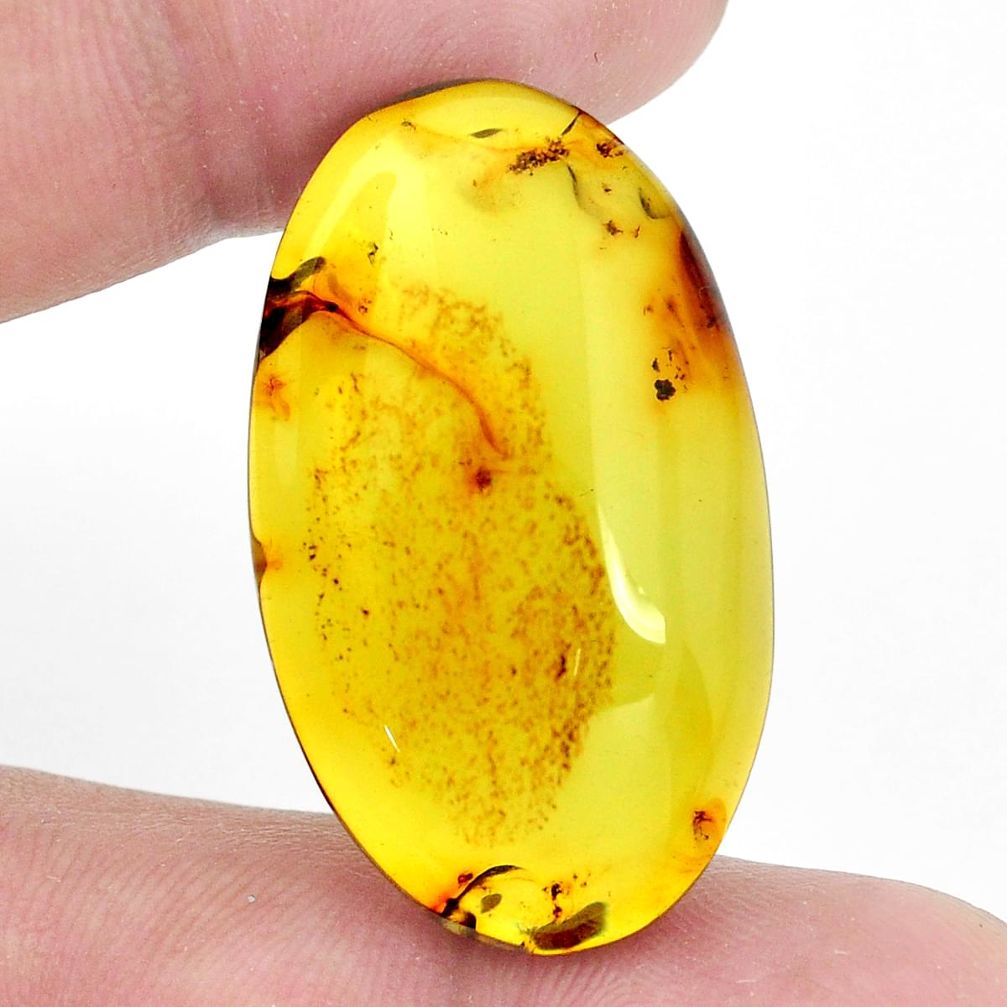 Natural 19.15cts amber from colombia green 35x21 mm oval loose gemstone s9546