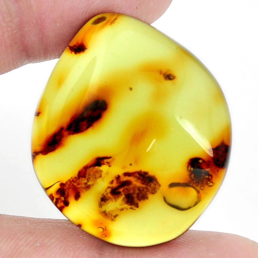 Natural 21.30cts amber from colombia green 32x27 mm fancy loose gemstone s9547