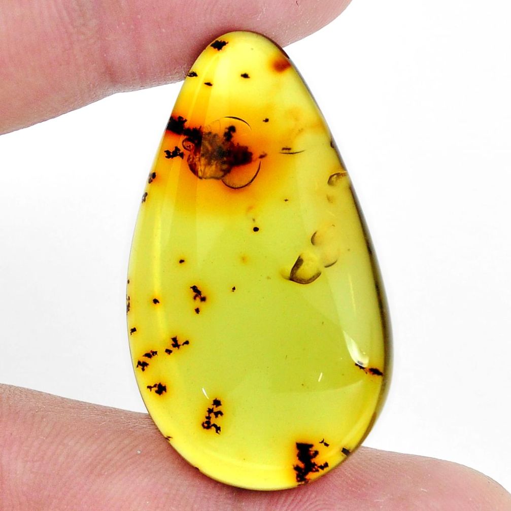Natural 21.15cts amber from colombia green 37x21.5 mm pear loose gemstone s9548