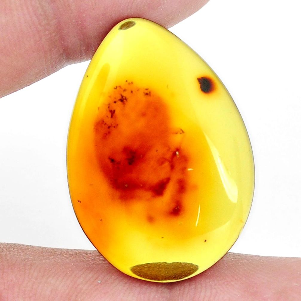 Natural 12.35cts amber from colombia green 33x23 mm fancy loose gemstone s9549