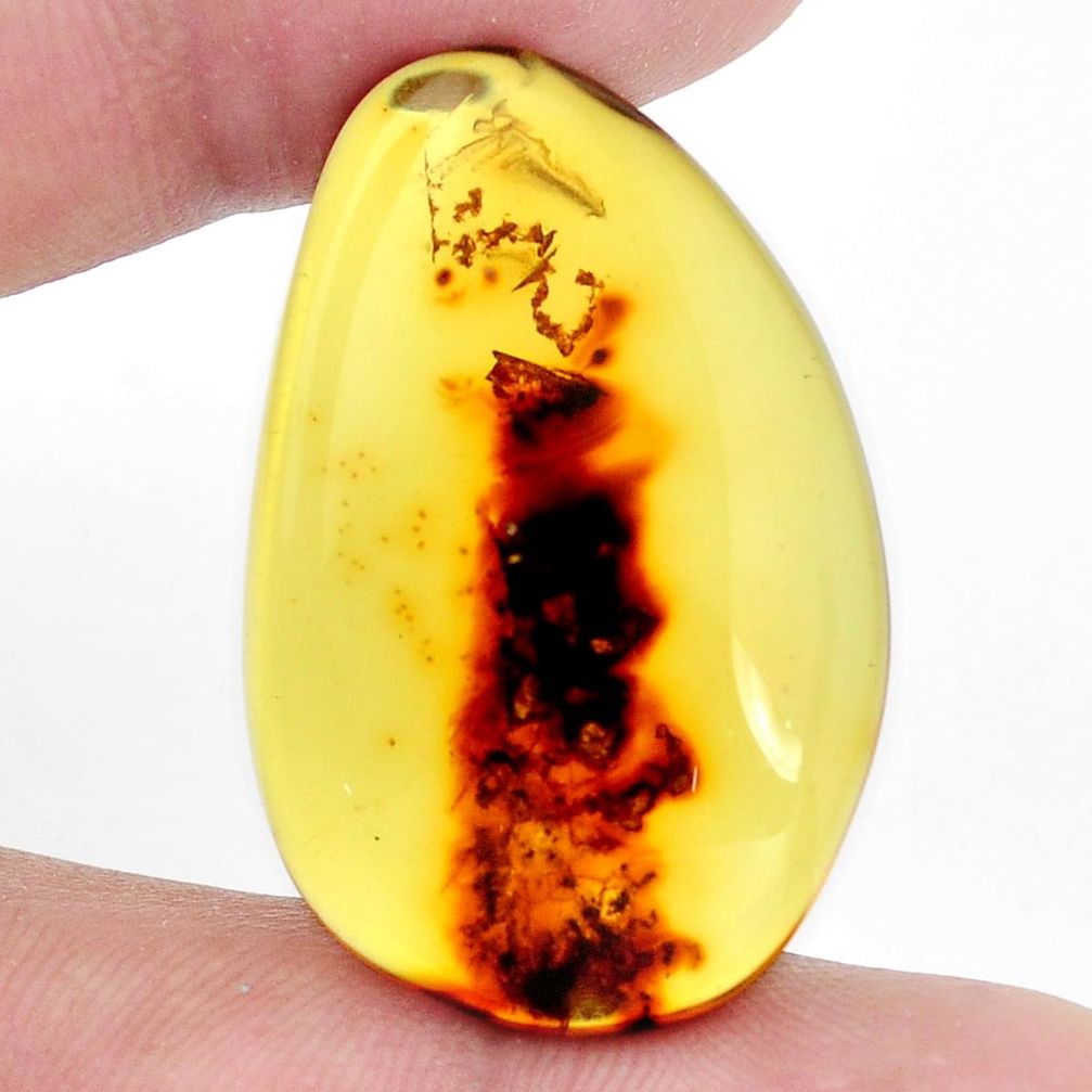 Natural 15.30cts amber from colombia green 33.5x21.5 mm loose gemstone s9551