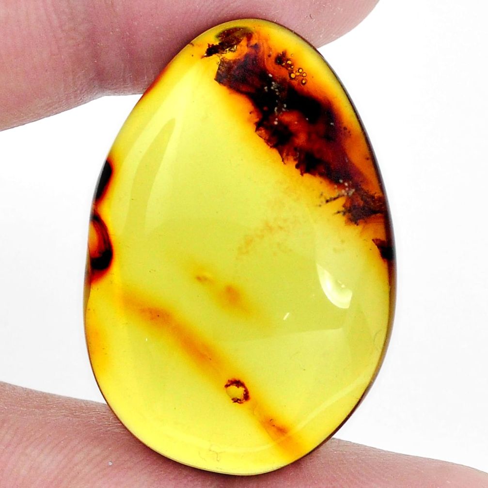 Natural 20.10cts amber from colombia green 33x22.5 mm fancy loose gemstone s9555