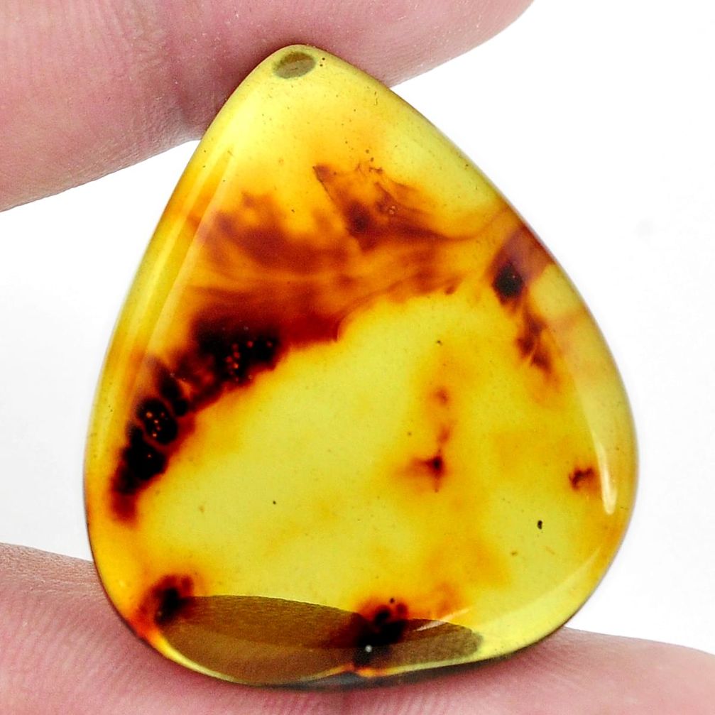 Natural 20.10cts amber from colombia green 35x29 mm fancy loose gemstone s9558