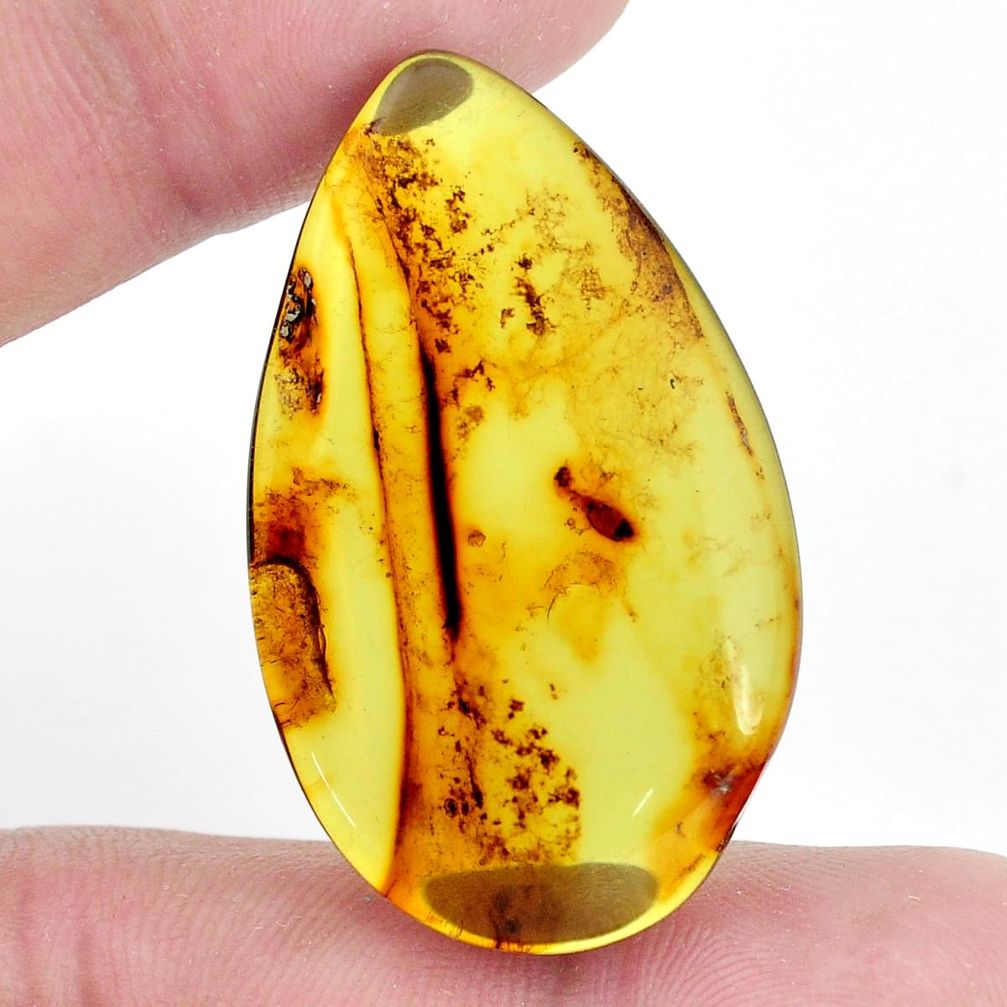 Natural 20.10cts amber from colombia green 39x24 mm pear loose gemstone s9559