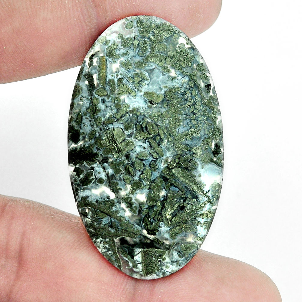 Natural 45.10cts marcasite in quartz white 46x27 mm oval loose gemstone s9690