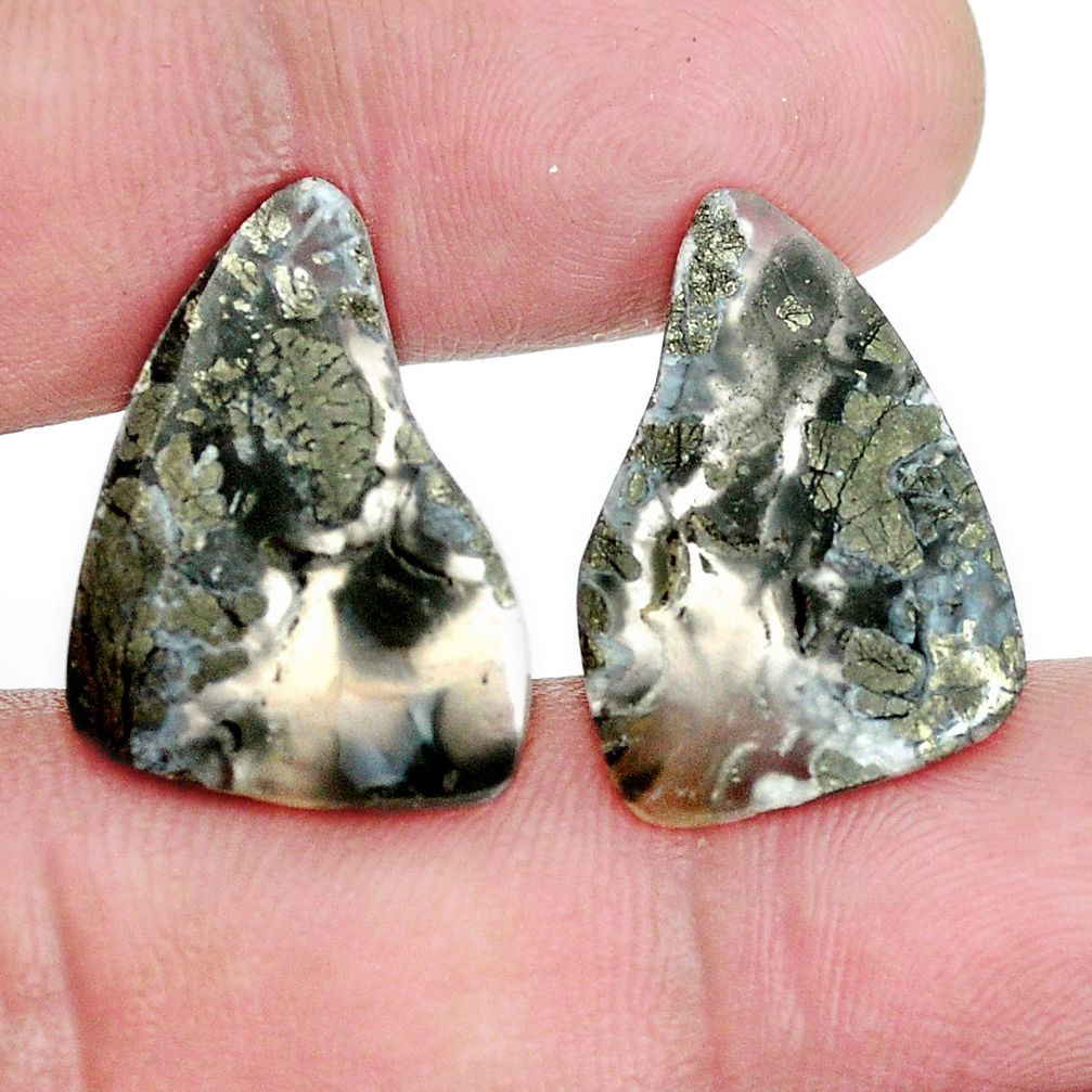 Natural 14.45cts marcasite in quartz white 21x14.5 mm fancy loose gemstone s9709