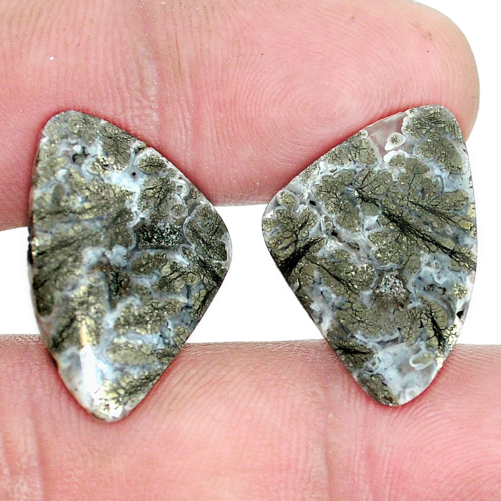 Natural 17.40cts marcasite in quartz white 22.5x15.5 mm loose gemstone s9711