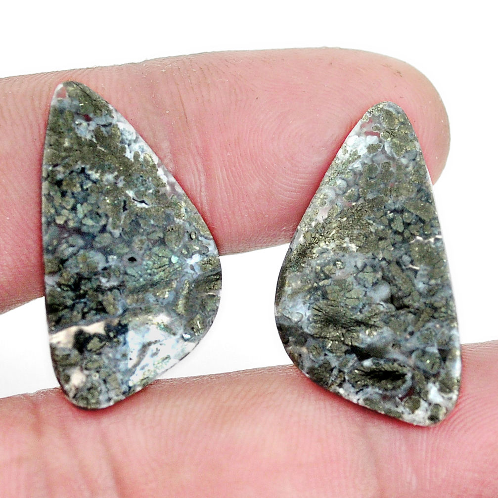 Natural 19.45cts marcasite in quartz white 27x15 mm fancy loose gemstone s9715