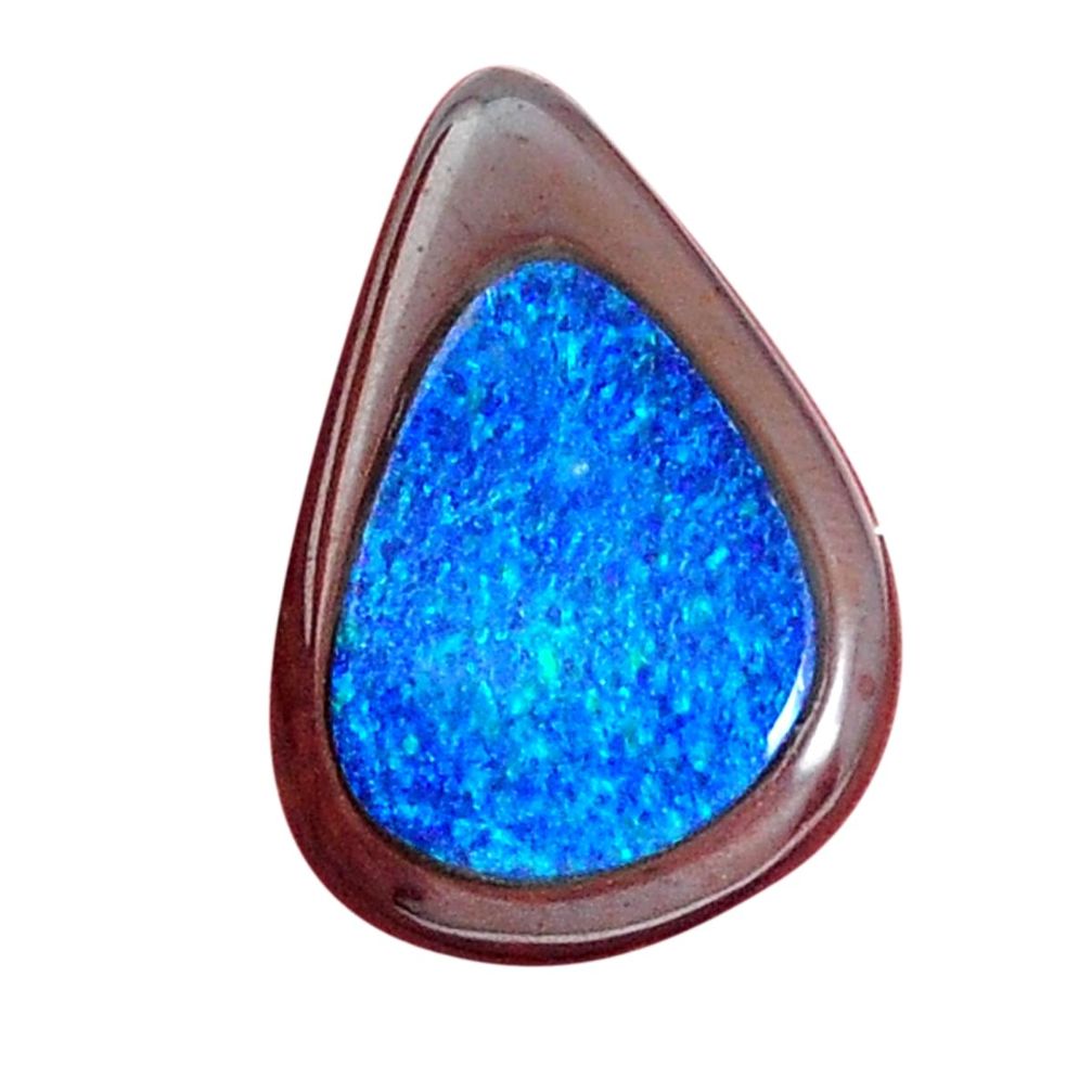 Natural 12.35cts doublet opal in boulder blue 22x15mm fancy loose gemstone s9812