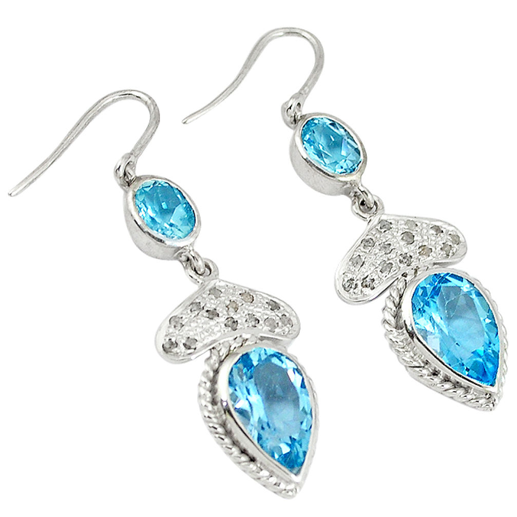 17.87cts vintage natural diamond blue topaz 925 silver earrings jewelry v1332