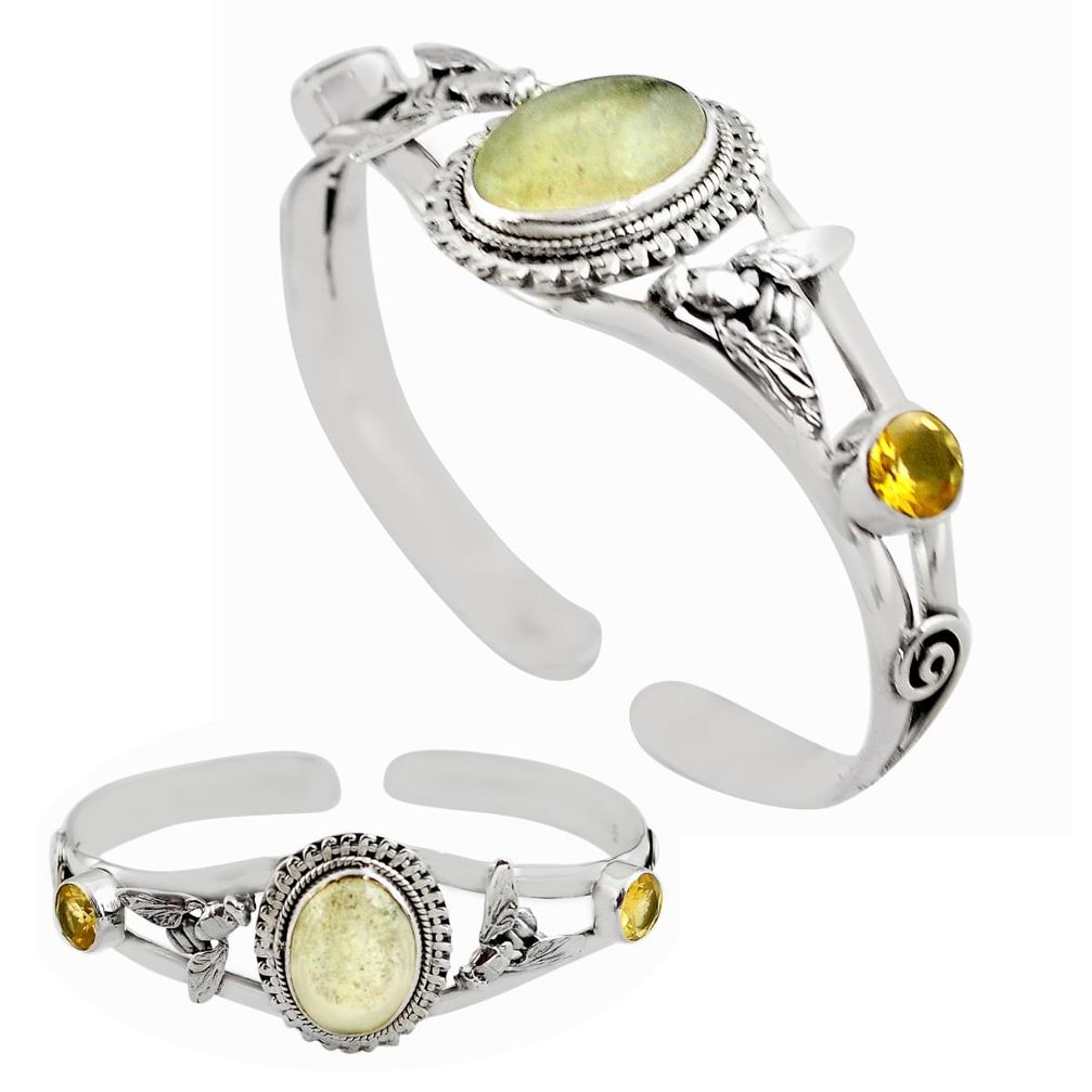 925 silver 15.42cts natural libyan desert glass adjustable bangle p82655