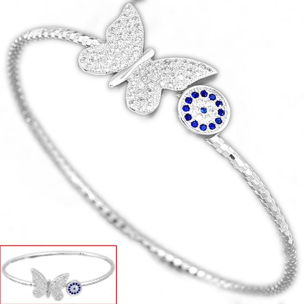 925 sterling silver blue sapphire quartz topaz butterfly bangle jewelry h47964
