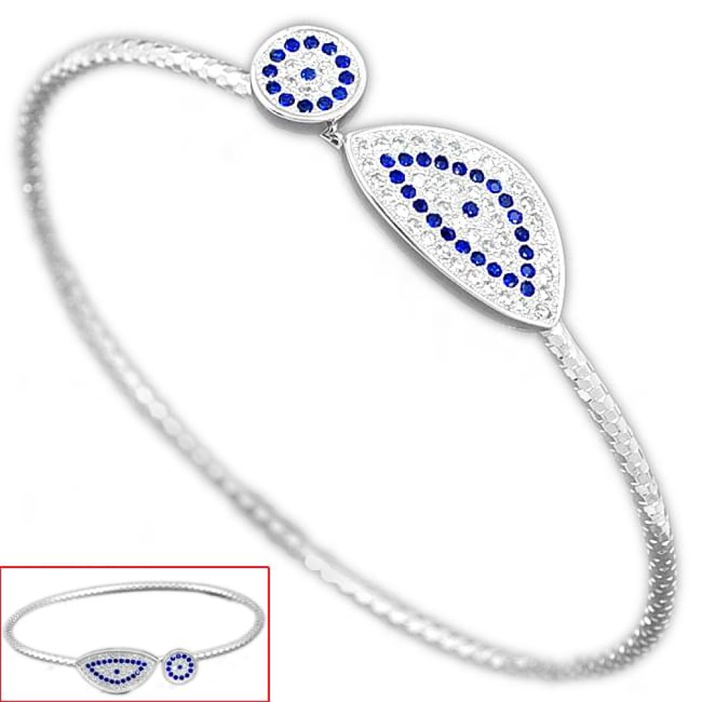 925 sterling silver blue sapphire quartz white topaz bangle jewelry h47968